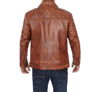 แจ็กเก็ตหนังแกะแท้สำหรับผู้ชายแจ็คเก็ตทรงเข้ารูปสีน้ำตาลทรงเข้ารูปทำจากโพลีเอสเตอร์ - Product Image 5