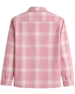 Camisa a Cuadros para Hombre, Manga Larga, Estilo Casual de Franela, Color Rosa Suave y Blanco, Fabricante Personalizado, Venta al por Mayor, OEM - Product Image 2