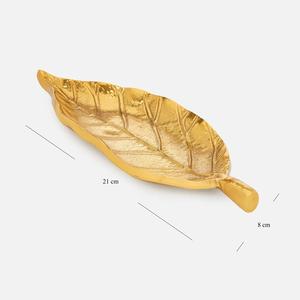 ถาดทองเหลืองสำหรับตกแต่งรูปทรงใบไม้หรูหราพร้อมผิวสีทองเหมาะสำหรับเป็นของขวัญบนโต๊ะโต๊ะการแสดงสำเนียงและตกแต่งบ้าน - Product Image 3