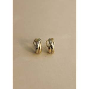 Vintage Two-Tone Twist Diamond Earrings - Product Image 1