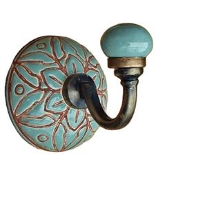 Hot Selling Antique Turquoise Ceramic Etched Tile Wall <b>Coat</b> Hooks & Keychain <b>Hanger</b> Brass High Demand Product Category - Product Image 2