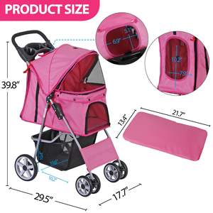 Cochecito plegable para mascotas con freno trasero, cojín interior suave y diseño plegable, solución personalizada para la movilidad de las mascotas, 2, 2 - Product Image 4