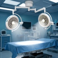 Lampu Bedah LED Dual Head 160000 Lux 160 Beads Lampu Operasi Tanpa Bayangan untuk Plafon 3000-6700K Ruang Operasi Rumah Sakit