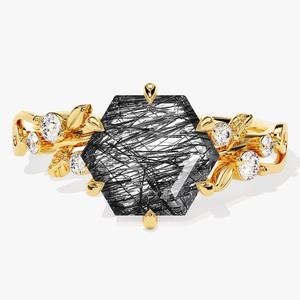 Anillo de piedras preciosas de rutilo negro, joyería para mujer, joyería de estilo bohemio de Plata de Ley 925, anillo hecho a mano de tendencia, regalo para ella - Product Image 2