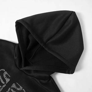 Sweat à capuche pour femme en toile 100% coton imprimée avec strass, personnalisé 2025, avec fermeture éclair intégrale et fermeture éclair - Product Image 4