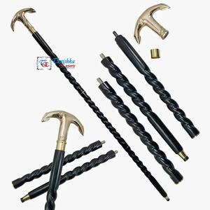 Bastón de madera negro victoriano hecho a mano con mango de ancla náutica de latón en espiral, regalo - Product Image 2