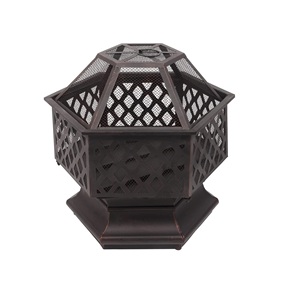 Noir métal foyer extérieur jardin chaud cheminée ensemble hexagone conception motif personnalisé pour la maison salon décor - Product Image 6
