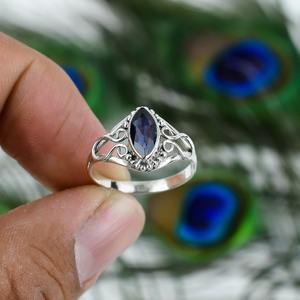 Lolite Cabochon pierre précieuse naturelle 925 bague en argent sterling faite à la main bijoux estampillés pour les occasions de fête - Product Image 3