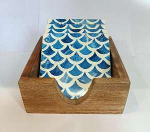 Alfombrillas y almohadillas de fábrica, venta al por mayor, incrustaciones de hueso redondo con soporte, posavasos para taza de té, posavasos hexagonales redondos cuadrados, 4 juegos para bebida de té - Product Image 2