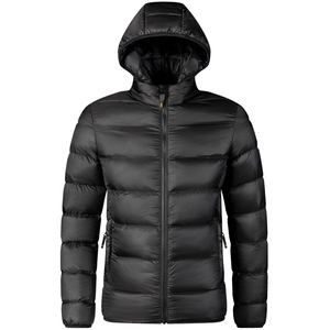 Veste d'hiver matelassée pour hommes, longue veste imperméable et respirante en toile avec fermeture à glissière, col à capuche, décoration avant, vente en gros - Product Image 1