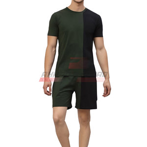 Venta al por mayor de los hombres Casual Street Wear camiseta y pantalones cortos conjunto de logotipo personalizado 100% algodón patrón sólido - Product Image 1