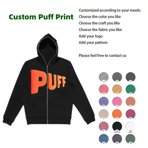 Personnalisable En Vrac quantité minimale de commande Bas Surdimensionné Poids Lourd Hommes Intégral Fermeture Éclair Hoodies Coton Blanc Noir Zip Up Hoodie - Product Image 3