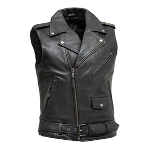 High Quality Lightweight Waterproof Windproof Men's Motorbike Leather Vest with Button <b>Decoration</b> Customized Logo for <b>Winter</b> - Product Image 6