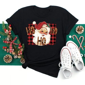 Camiseta suave de talla grande, algodón/fibra de bambú personalizada para mujer con estampado de Navidad copo de nieve leopardo Papá Noel Believe Blank Girl - Product Image 4