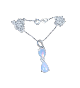 2 pendentifs en pierre Opalite laiteuse Pendentif en argent sterling 925 avec chaîne de pierres précieuses sans chaîne Cadeau d'anniversaire fait à la main - Product Image 1