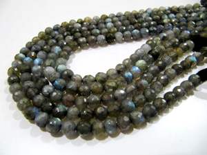 Labradorite naturelle forme de boule ronde à facettes 7mm perles brins 10 pouces de long - Product Image 3