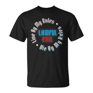 Camiseta Lawful Evil Alignment negra para hombre, cuello redondo, manga corta, promocional - Product Image 1