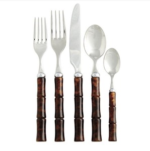 Ensemble de couverts luxueux en acier inoxydable avec poignée en résine couteaux lavables au lave-vaisselle cuillères et fourchettes poli miroir - Product Image 6