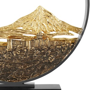 Pièce décorative de montagne ronde en métal doré finition premium durable idéale pour la décoration de bureau de salon ajoute charme et élégance - Product Image 5