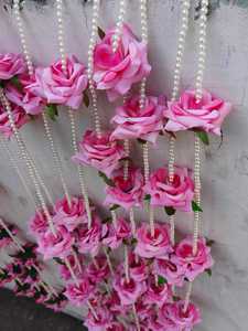 Decoración india, cuerdas de flores artificiales, guirnalda de flores Toran, rosa, flor artificial, cadena de decoración de boda india - Product Image 2