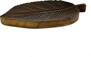 Plateau décoratif en feuilles de bois sculpté à la main, plateau au design unique pour la présentation de bijoux - Product Image 2
