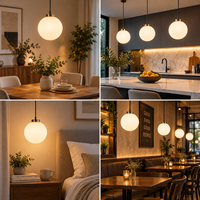 Abat-jour en verre opale brillant blanc, forme dôme, avec douille G9 (vis/filetage) pour lustre ou suspension, taille moyenne, LED, protection oculaire, intensité variable