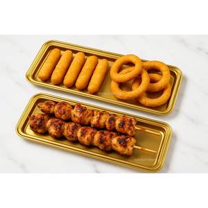 Bandeja de mesa de Metal de diseño elegante para servir alimentos en acabado dorado para el hogar y el restaurante, comida, aperitivos, bebidas, Bandejas para servir - Product Image 1