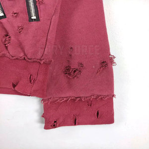 Quantité minimale de commande bas Vente chaude Personnalisé Hommes Sweat De Détresse En Couleur Unie Personnalisé Marque Privée Sweat De Détresse - Product Image 4
