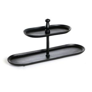 Soporte Redondo de Dos Niveles para Tartas de Madera de Acacia y Metal, Soporte Decorativo para Cupcakes, Exhibición de Aperitivos y Pasteles - Product Image 4