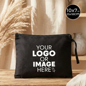 Bolsa de Mano Personalizada de Algodón Negro de 10 x 7 Pulgadas (25 x 18 cm) para Fines Promocionales - Product Image 1
