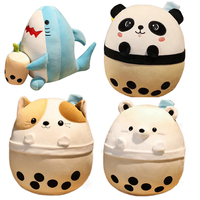 Peluche en forme d'animal de dessin animé au lait de boba moelleux et doux pour les promotions
