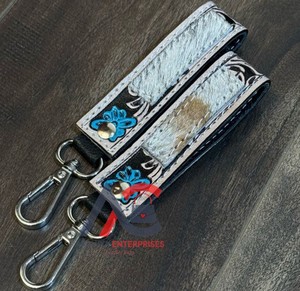 Nouveau fait à la main usiné à la main en cuir poignet porte-clés en cuir de vachette véritable Floral porte-clés en cuir accessoires mignon porte-clés pour les femmes - Product Image 1