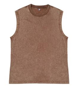 Camiseta Vintage sin mangas de algodón puro de peso pesado Camiseta sin mangas de gran tamaño holgada Retro de algodón completo lavado - Product Image 1