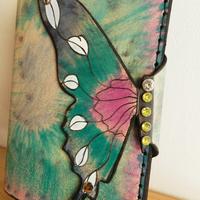 Journal en cuir rechargeable imprimé papillon, couverture personnalisée, fait main, couleurs vives, couverture arrière personnalisée, animaux, fleurs