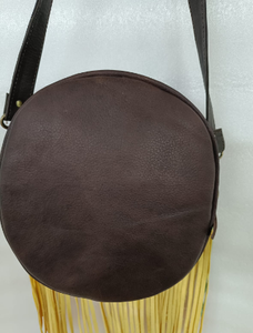 Sac bandoulière artisanal en cuir véritable style western avec franges, imprimé floral cactus du désert, écologique, léger, à sangle unique, style bohème - Product Image 6