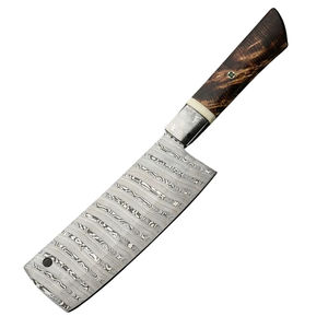 Cuchillo de Cocina Burraq, Hecho a Mano con Acero de Damasco, Multifuncional, Diseño de Gota de Lluvia, con Funda de Cuero, para Uso en la Cocina - Product Image 1