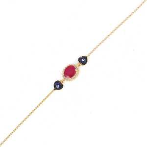 925 Sterling <b>Silver</b> Heart-Shaped Chain <b>Bracelet</b> with Red Crystal Stone Women's <b>Bangles</b> & <b>Bracelets</b> Product - Product Image 3