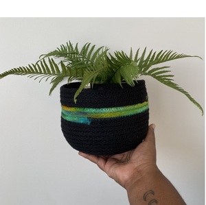 Cuerda de algodón de macramé tejida a mano estilo bohemio cesta de almacenamiento multiusos y cesta Chapati sala de estar decoración de granja precio más bajo - Product Image 4