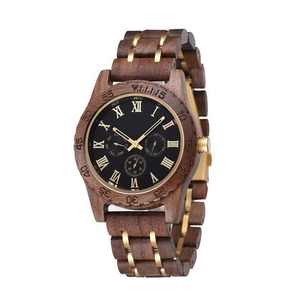 Montre en bois faite à la main avec bracelet en cuir de vache véritable, montre en bois de bambou, cadeau d'anniversaire pour lui, cadeau pour les garçons d'honneur, cadeau pour le père - Product Image 1