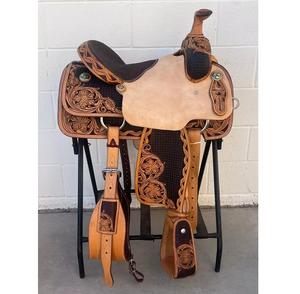 Sillín clásico Western Ranch Premium de cuero y cuerda listo - Product Image 1