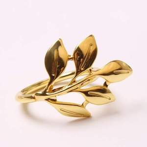 Gold Leaf Shape Napkin Ring Attractive Design <b>Tissue</b> Holder Accessory for Home and <b>Wedding</b> Dining Table - Product Image 5