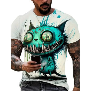 T-shirt imprimé en sublimation à coupe classique 100% coton pour homme, tissu polyester/coton personnalisé de haute qualité - Product Image 4