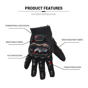 Nouveaux gants en cuir noir à doigt complet d'équitation professionnelle avec de lourdes Protections gants de course automobile de moto pour hommes - Product Image 3