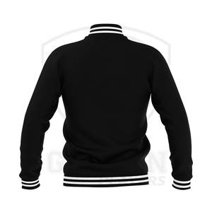 2024 nueva chaqueta Varsity para hombre de calidad superior de lana negra parches bordados personalizados de longitud larga de moda Color sólido - Product Image 6