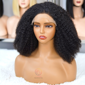 Pelucas frontales de encaje de Color oscuro rizado Cabello humano Pelucas de cabello vietnamita crudo 13X4 Peluca de cabello humano rizado frontal para mujeres - Product Image 2