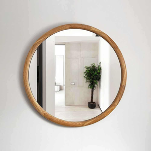 Espejo de pared redondo vintage marco de madera hecho a mano moderno diseño personalizado decoración de alta calidad - Product Image 2