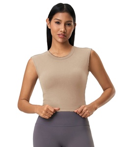 Débardeur de sport à maintien élevé pour le fitness, nouveau, sensation seconde peau, léger, dos croisé, pour l'entraînement et le yoga, en tissu uni teint, pour femme - Product Image 1