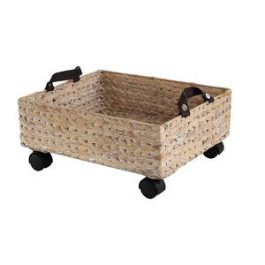 Jacinthe d'eau naturelle tissée à la main vietnamienne Conteneur de stockage sous le lit Poignées en cuir Roues Forme Rectangle Prix de gros - Product Image 3