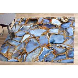 Tapis en marbre bleu et or : Tapis brillant antidérapant, tapis fin non tissé - Product Image 2