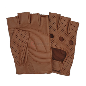 Vente en gros de gants personnalisés en cuir véritable à demi-doigts pour hommes et femmes de haute qualité, gants de conduite souples à la mode pour entraînement de gymnastique à usage quotidien - Product Image 5